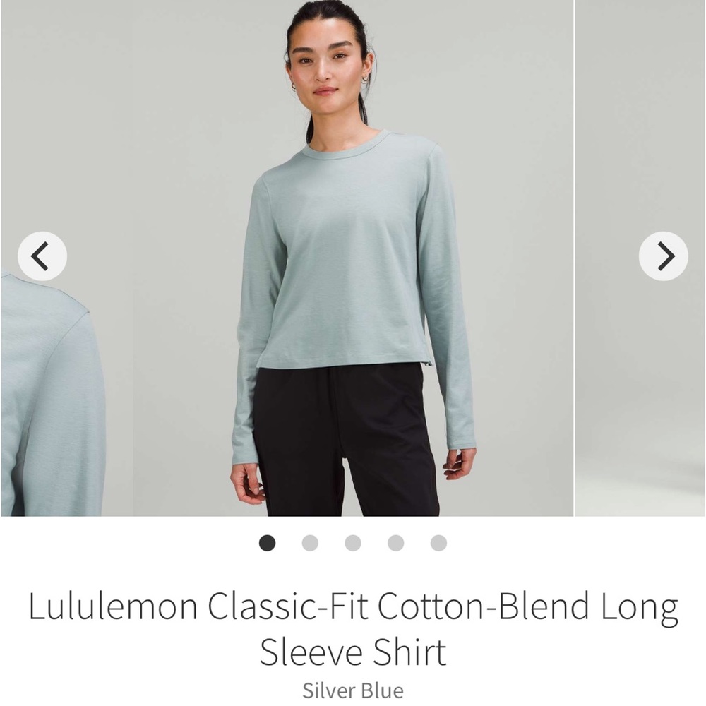 Lululemon Classic-Fit Cotton-Blend Long Sleeve Shirt
Silver Blue